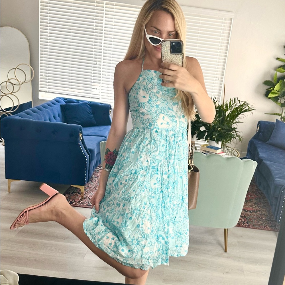 Lilly Pulitzer Turquoise Floral Midi Dress